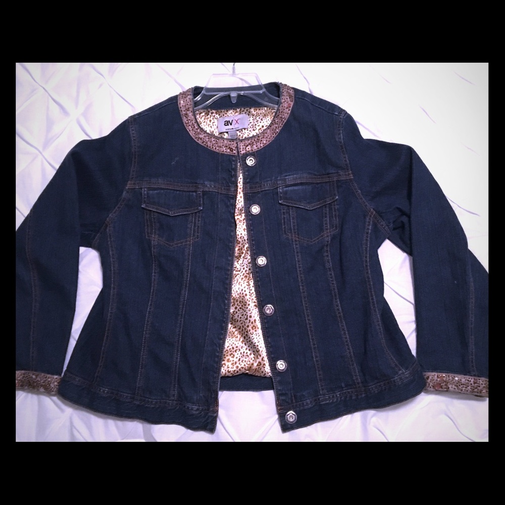 Av|X Avenue Beaded Jean Jacket - size 14/16